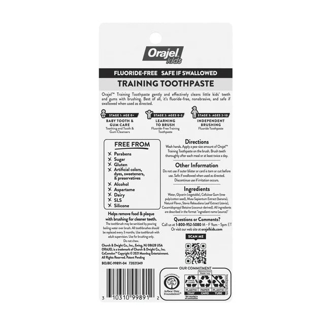 Orajel Kids CoComelon Toothbrush & Training Toothpaste Fluoride-Free Watermelon Flavor, 1 oz