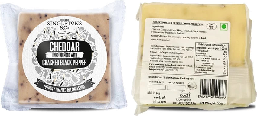 Singletons & Co Mild White & Cracked Black Pepper Cheddar Cheese