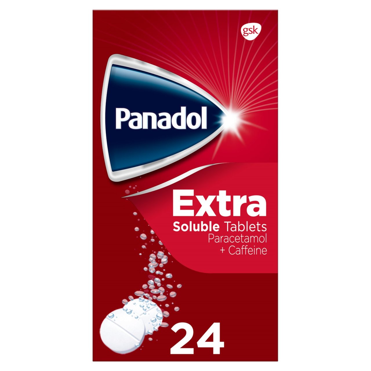 Panadol Extra Painkillers Soluble Paracetamol & Caffeine 500mg 24 per pack