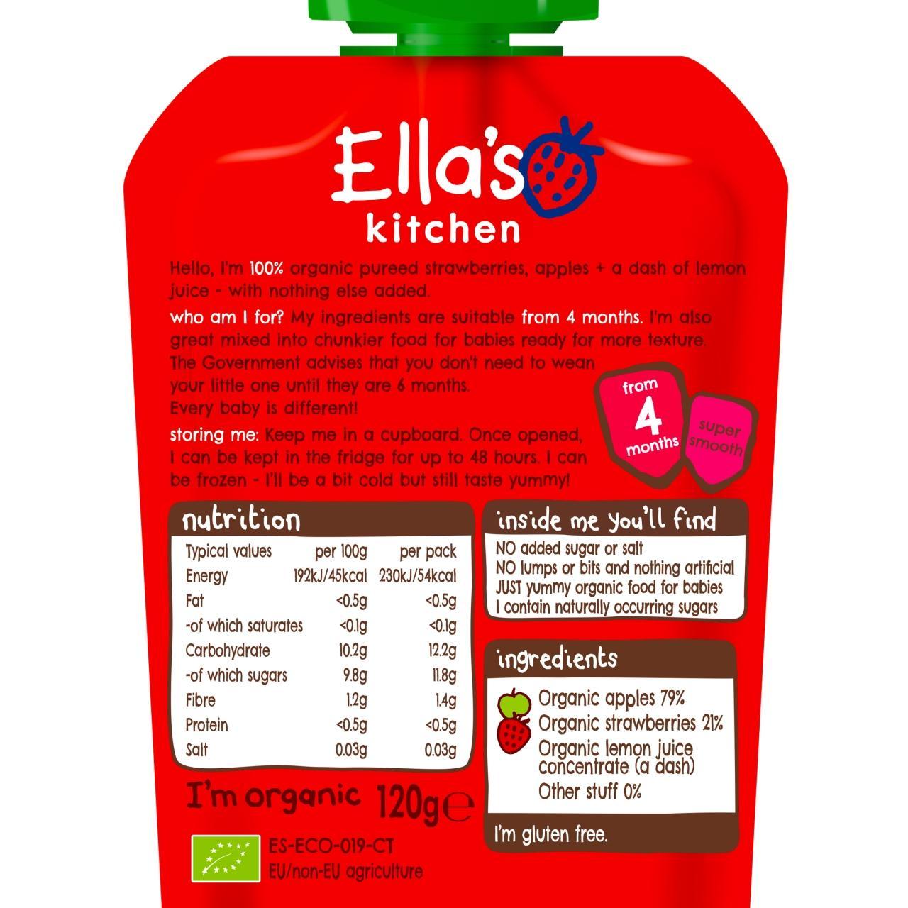 Ella's Kitchen Organic Strawberries & Apples Baby Pouch 4+ Months 120g
