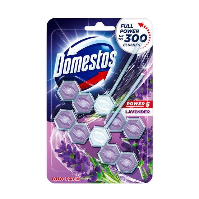 Domestos Power 5 Toilet Rim Block Lavender 2 per pack