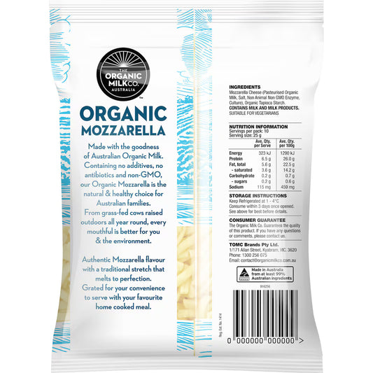 The Organic Milk Co. Organic Shredded Mozzarella Cheese 250g