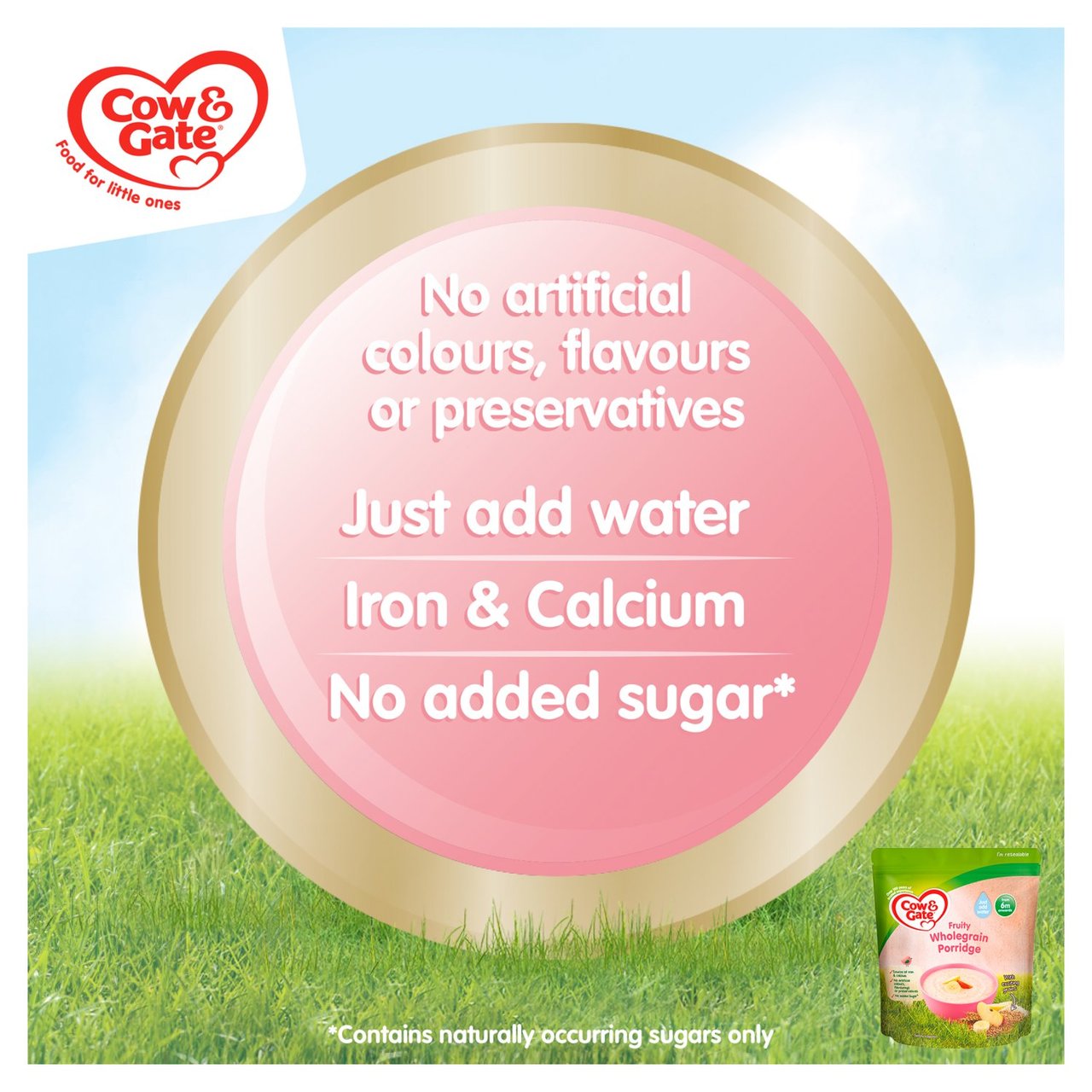 Cow & Gate Fruity Wholegrain Porridge, 6 mths+ 125g