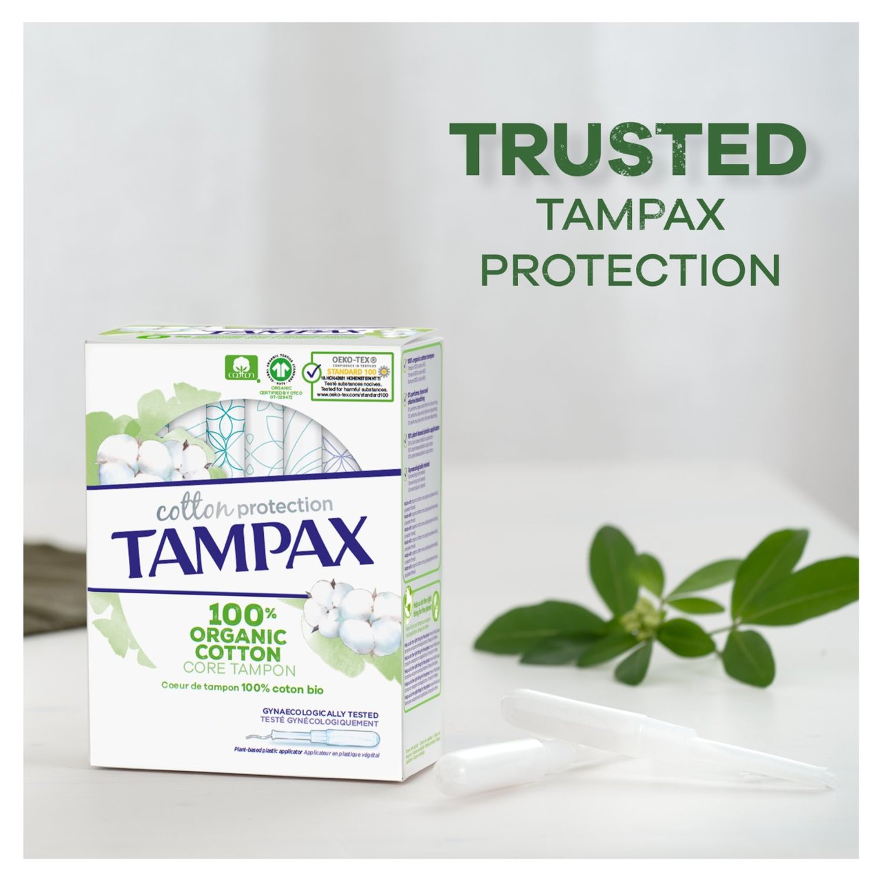 TAMPAX Organic Cotton Protection Regular Applicator Tampons 16 per pack