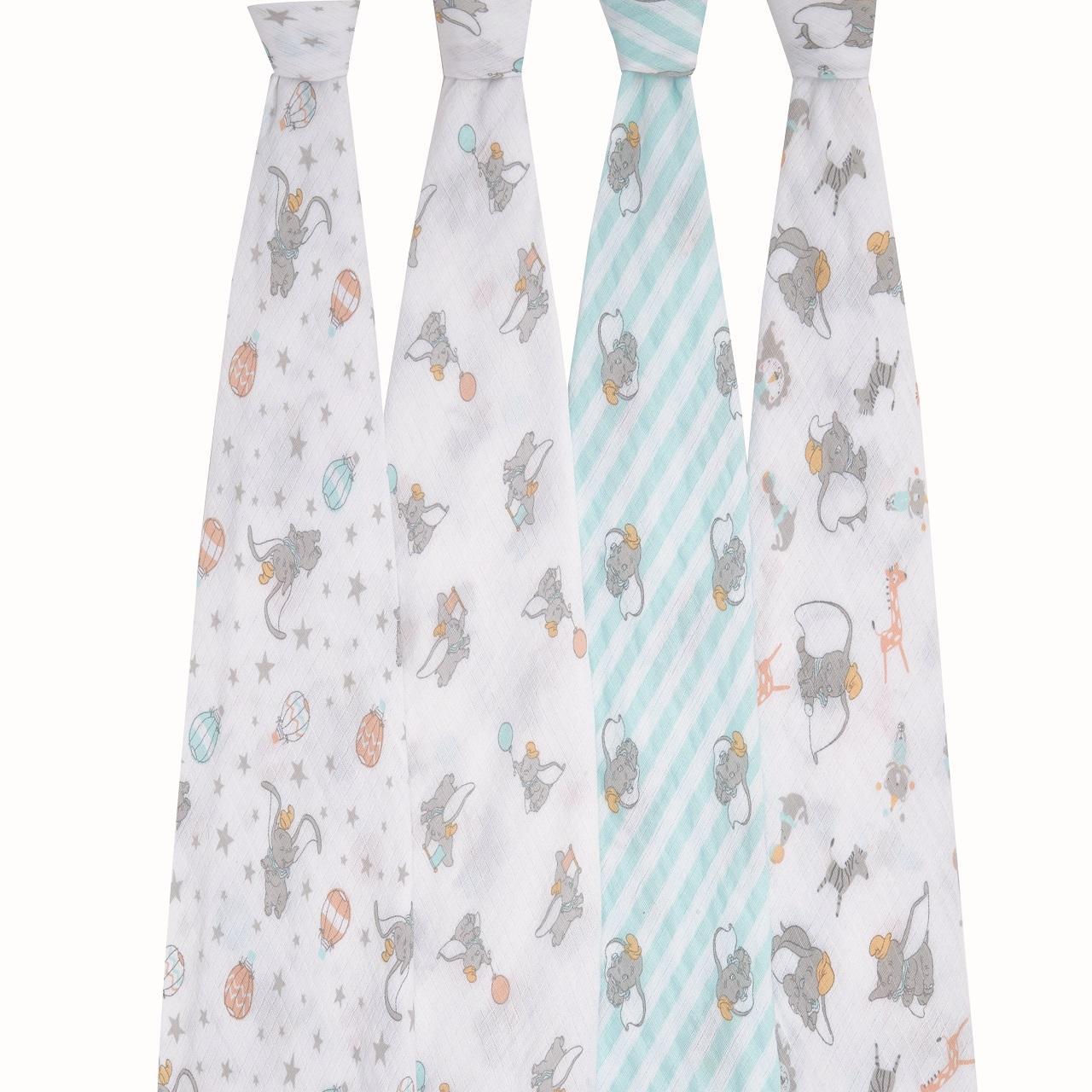 Aden + Anais Muslin Swaddle Blankets Dumbo 4 per pack