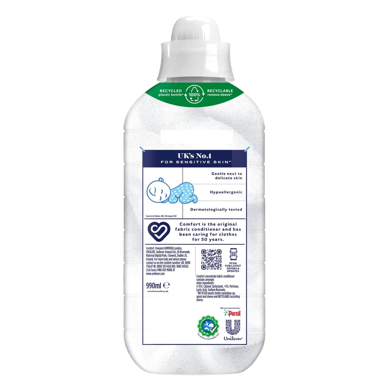 Comfort Sensitive Skin Fabric Conditioner Pure 33 Washes 990ml