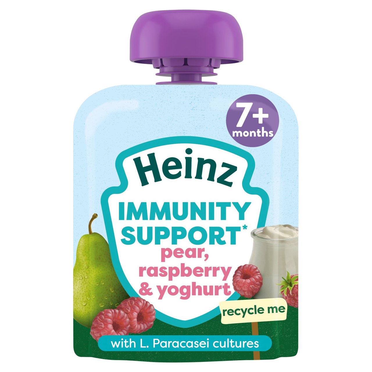 Heinz Immunity Support Baby Pouches, Pear Raspberry & Yogurt 7M+ 85g