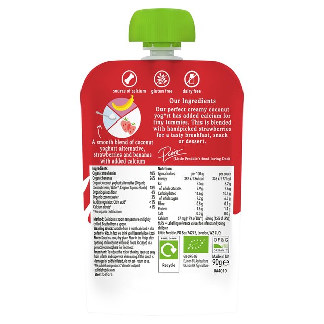 Little Freddie Organic Strawberry Dairy Free Yoghurt 90g