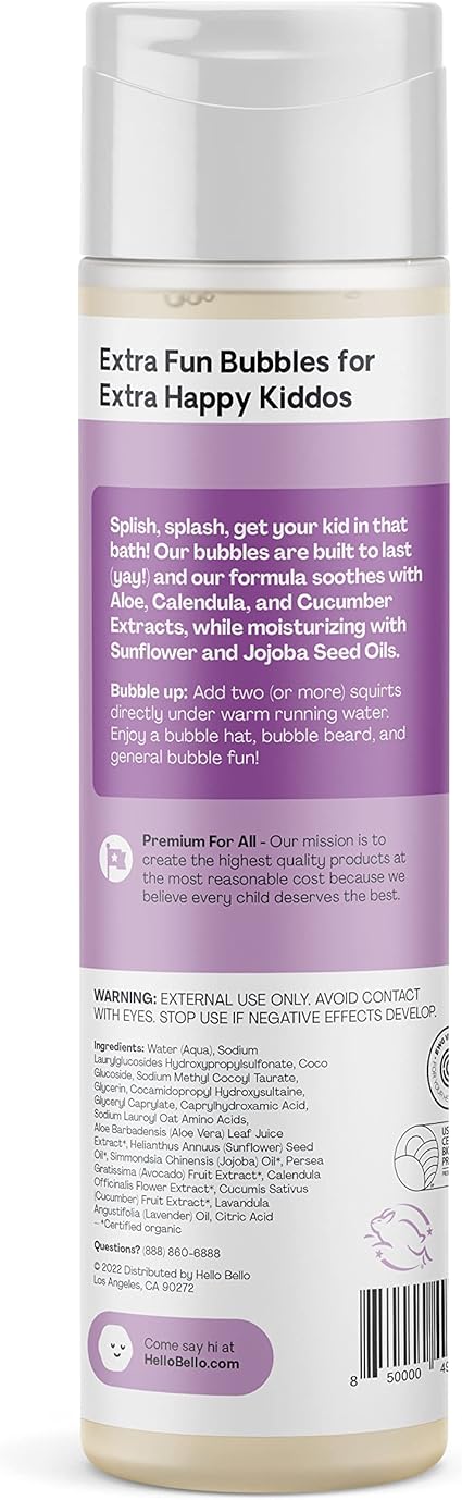 Hello Bello Bubble Bath, Gentle Hypoallergenic Formula for Babies and Kids, Vegan and Cruelty-Free, Soft Lavender Scented, 10 fl oz