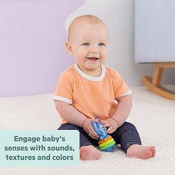 Stitch Twist-a-Stitch Fidget Toy with Textured Rings and Rattle Beads, On The Go Toy for Newborns & Up