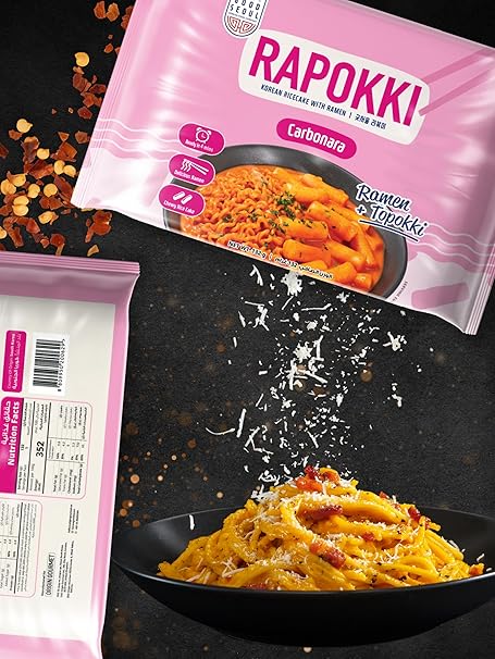 Rapokki Korean Rice cake with Ramen Carbonara (Ramen +Topokki) 132g