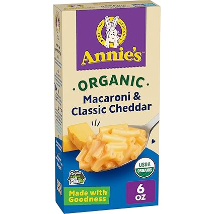 Annie's Organic Macaroni and Classic Cheddar, Mac and Cheese, Dinner Side or Snacks