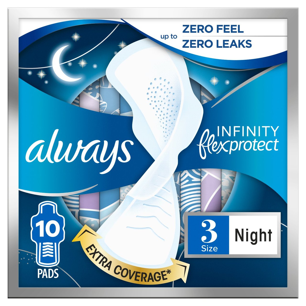 Always Sanitary Towels Infinity Night (Size 3) Wings 10 per pack