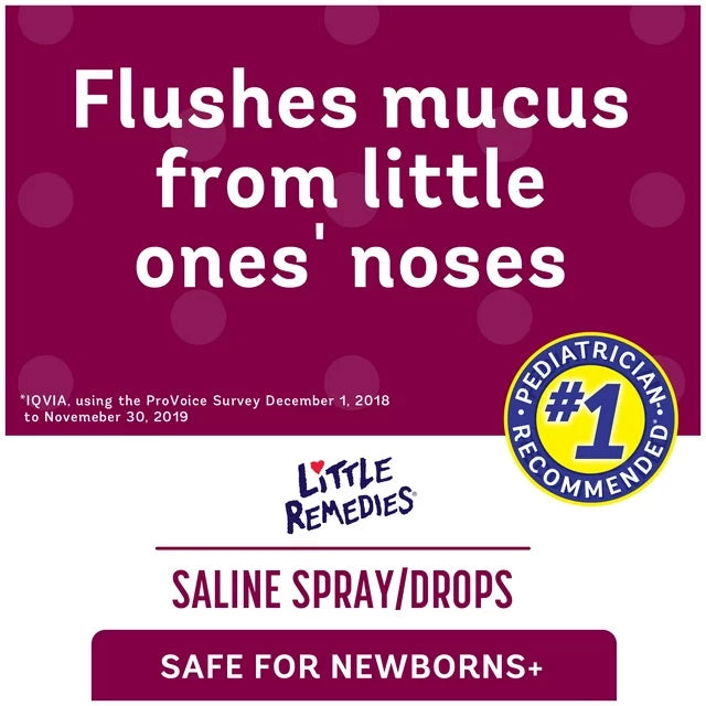 Little Remedies Saline Spray and Drops, Safe for Newborns, Gently Wash Away Mucus, 1 fl oz