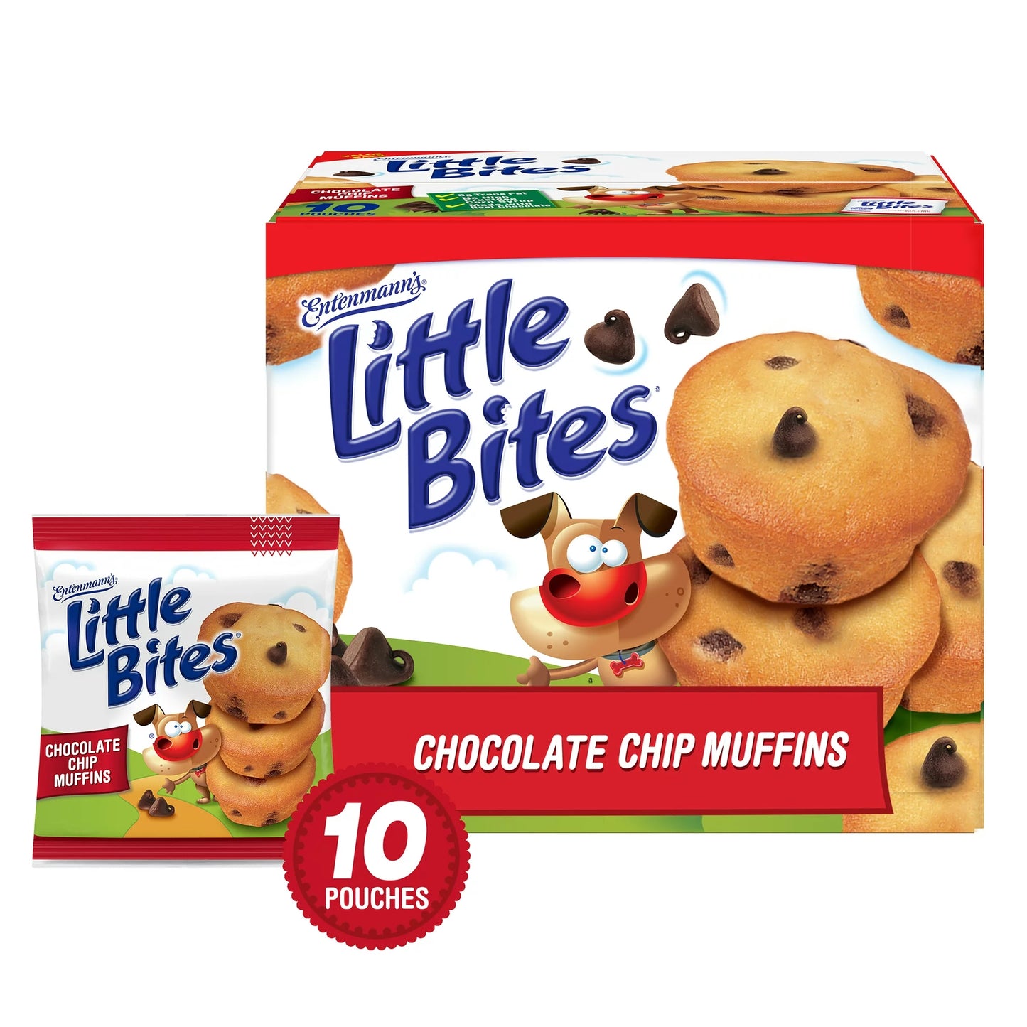 Entenmann's Little Bites Chocolate Chip Mini Muffins, 10 Pouches, 16.5 oz Box