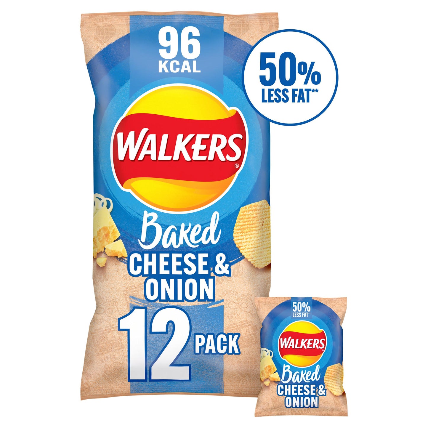 Walkers Baked Cheese & Onion Multipack Snacks 12 per pack