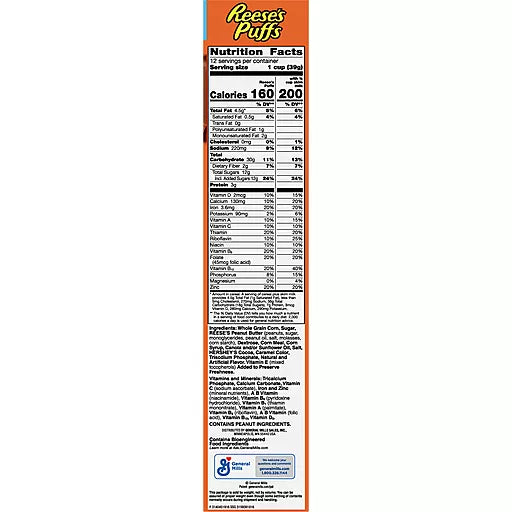Reese's Puffs Corn Puffs, Large Size 16.7 Oz