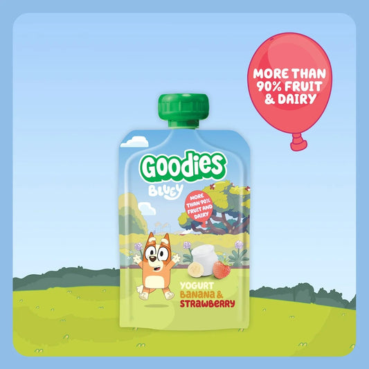 Goodies Bluey Banana & Strawberry Yoghurt Pouch 100g