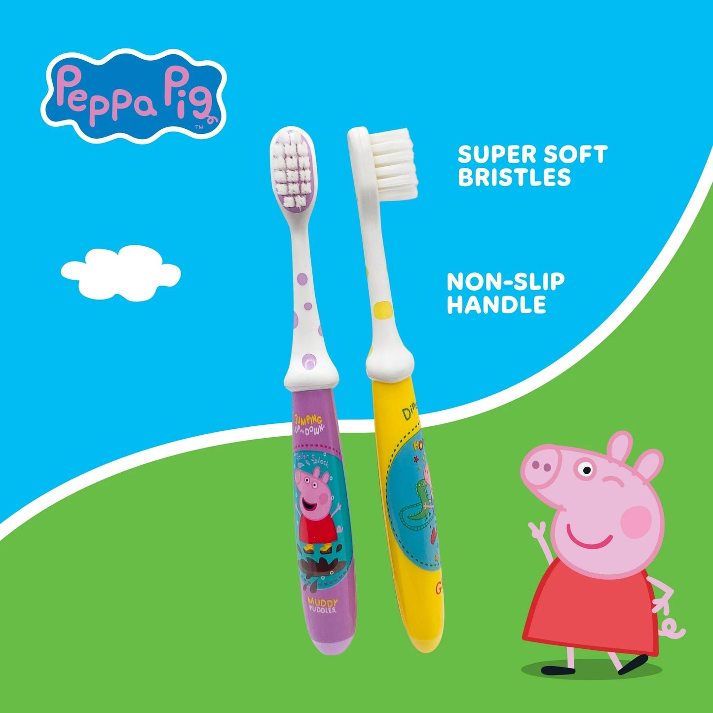 Equate Kids Peppa Pig Manual Toothbrush, Soft Bristles (2 Pack)