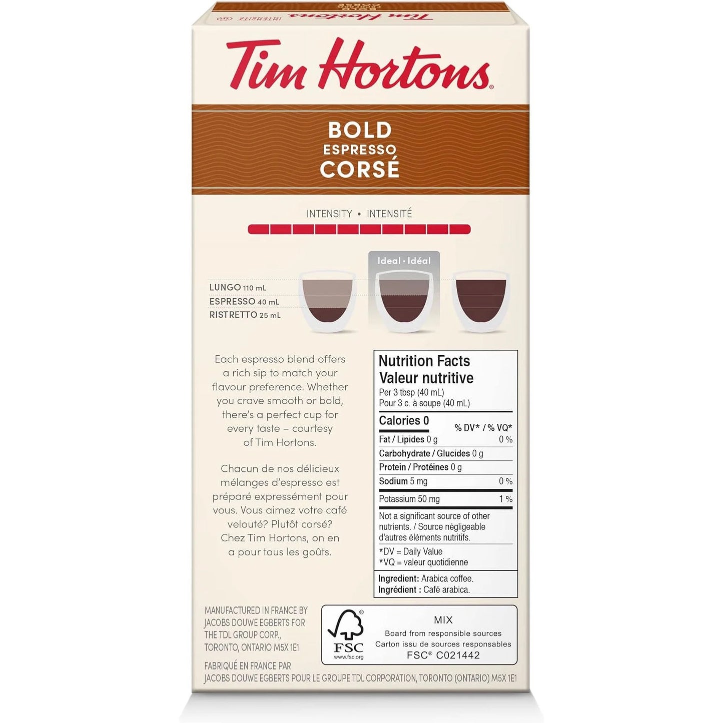 Tim Hortons Bold 10 Nespresso Aluminum Capsules