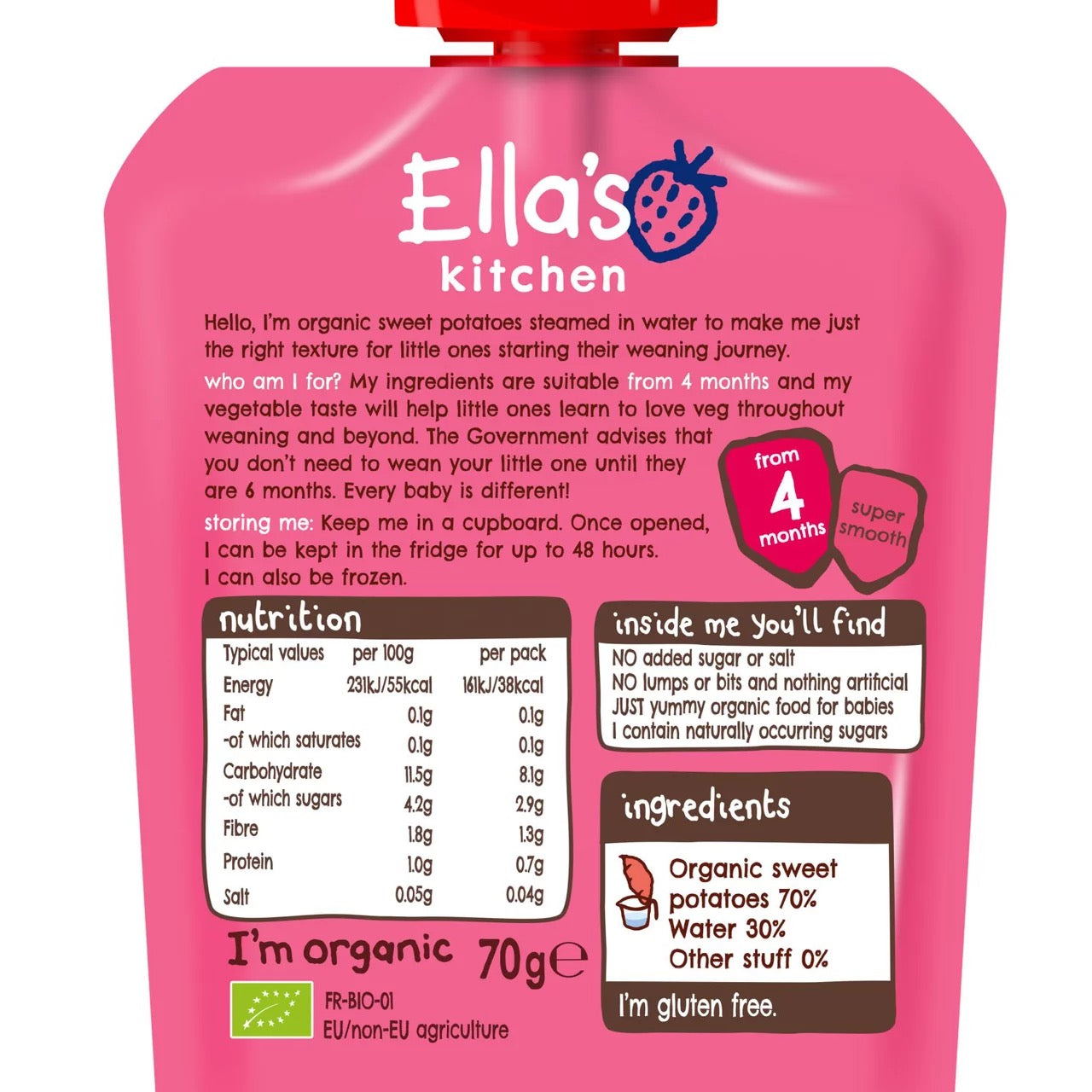 Ella's Kitchen Sweet Potatoes First Tastes Baby Food Pouch 4+ Months