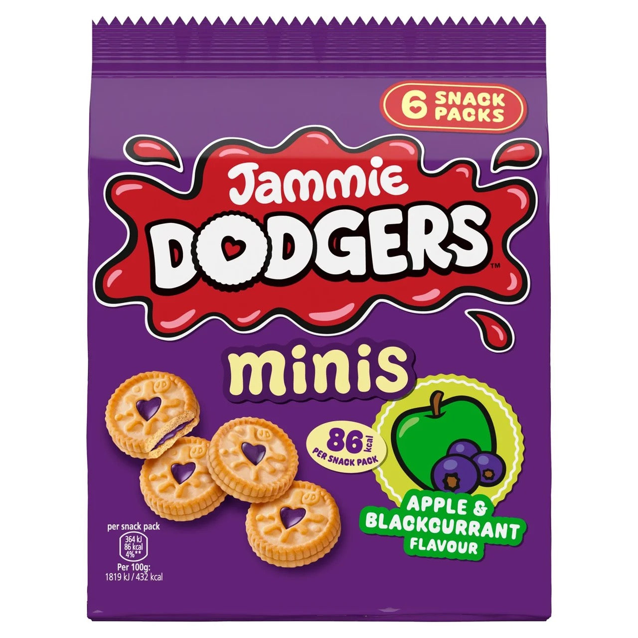 Jammie Dodgers Biscuit Minis Apple & Blackcurrant Multipack 6 Packs