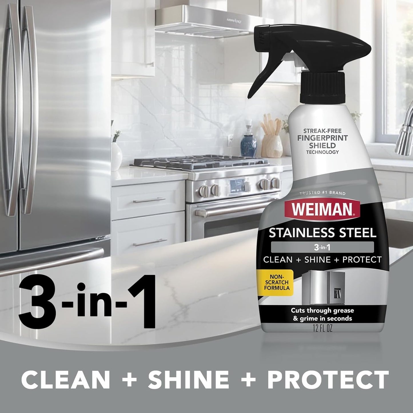 Weiman Stainless Steel Cleaner & Polish Spray (3-in-1)