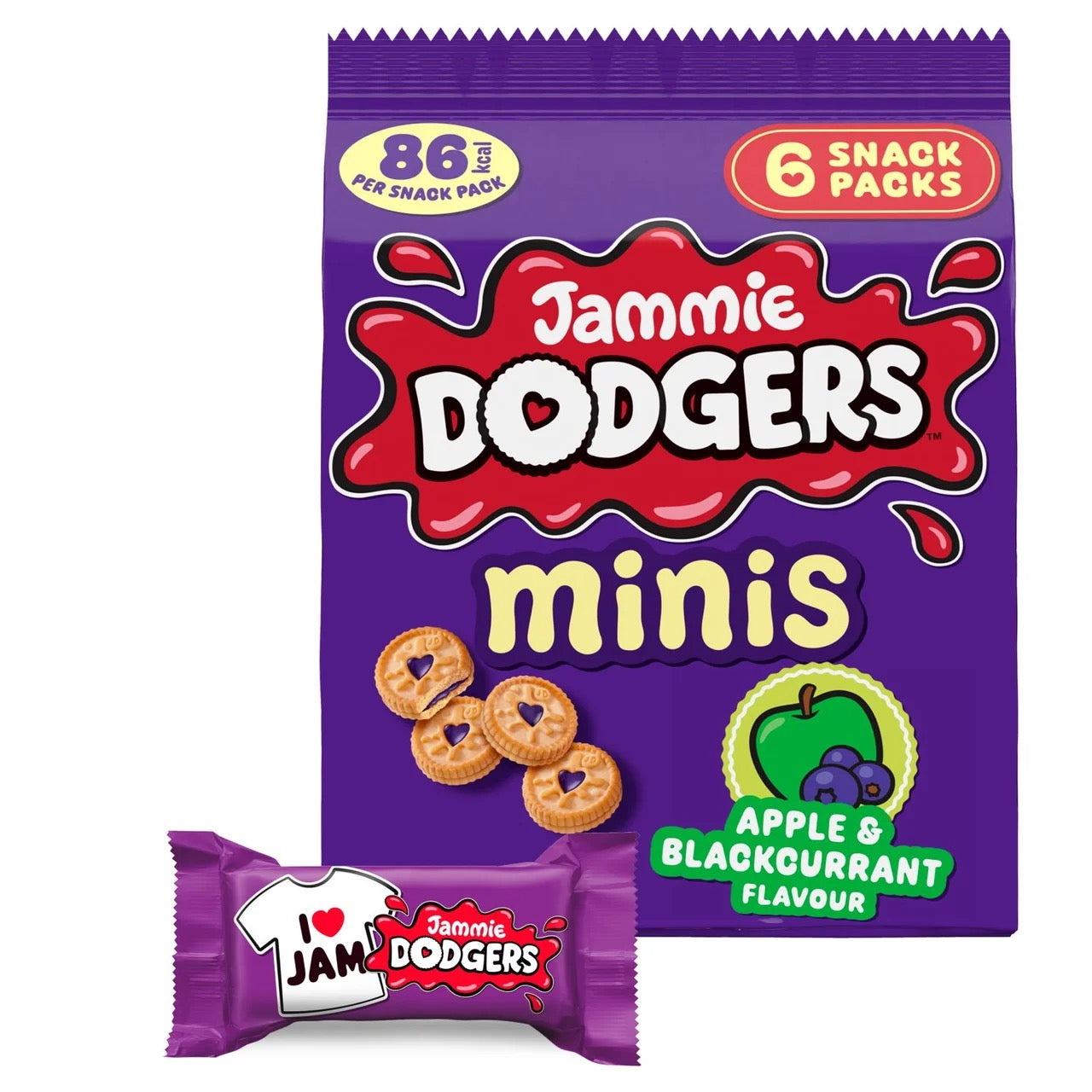 Jammie Dodgers Biscuit Minis Apple & Blackcurrant Multipack 6 Packs