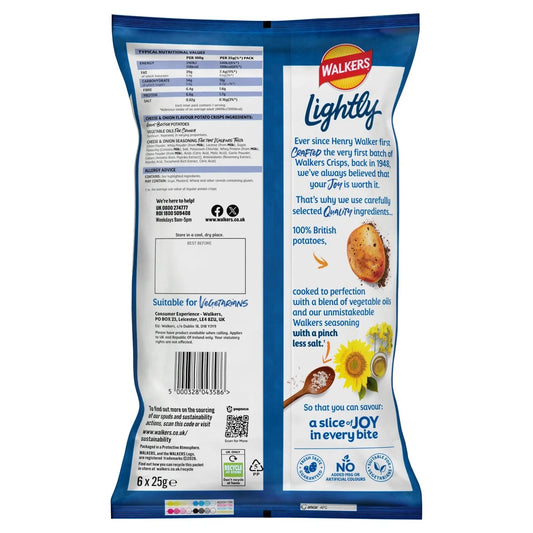 Walkers Lightly Cheese & Onion Multipack Crisps 6 pk