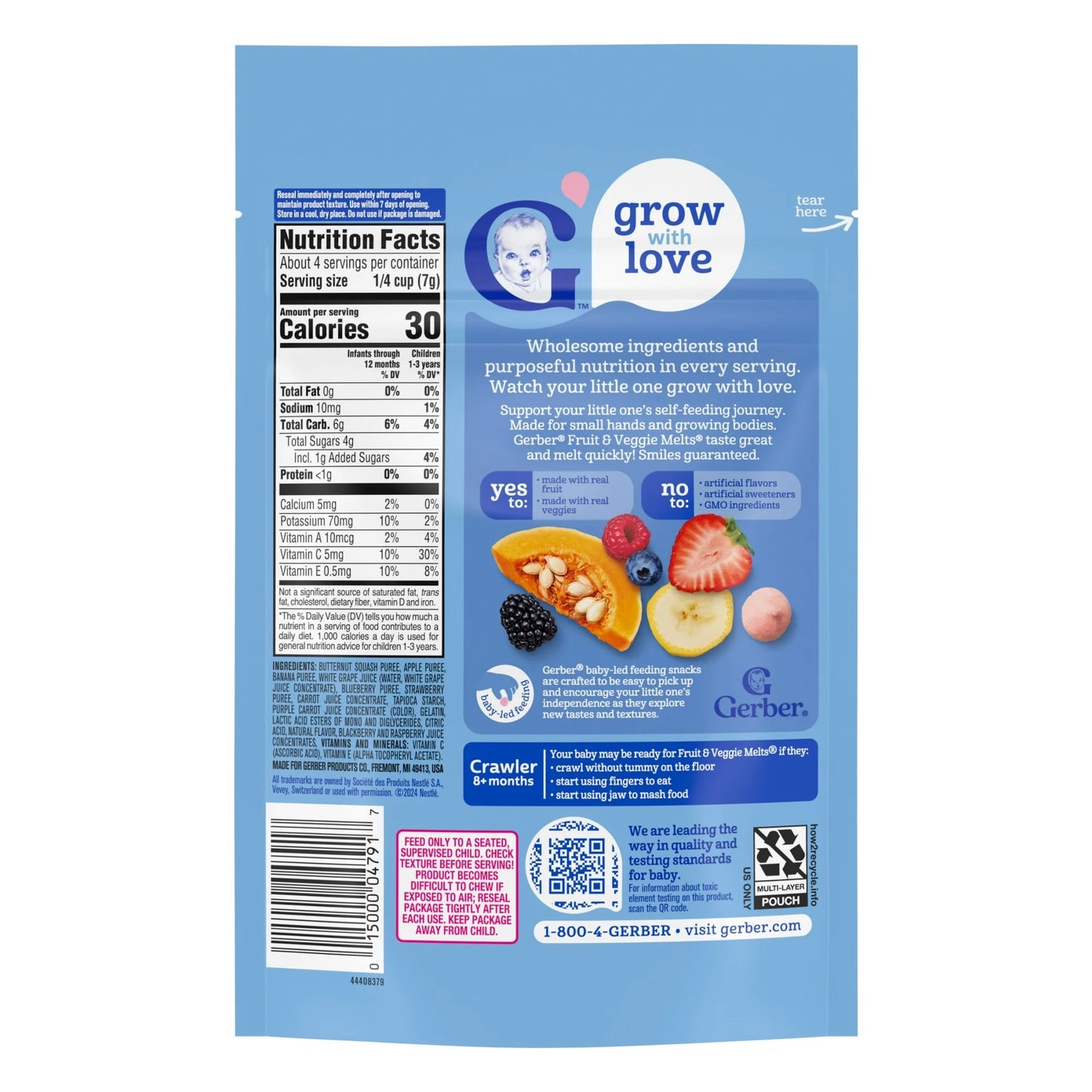 Gerber Snacks for Baby Fruit & Veggie Melts Baby Snack, Very Berry Blend, 1 oz Bag