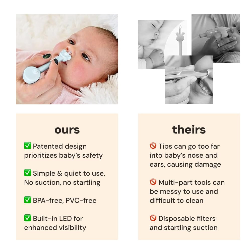 oogiebear Brite - Baby Nose Cleaner and Ear Wax Removal Tool with LED light