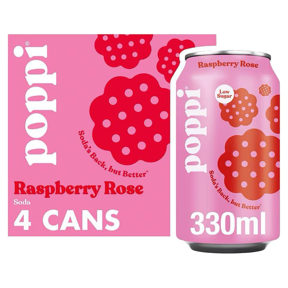 Poppi Raspberry Rose Soda Cans 330ml