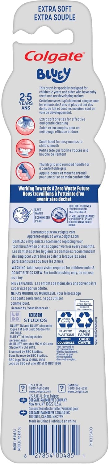 Colgate Bluey Extra Soft Toothbrush for Kids – 2 Pack (Ages 2+)