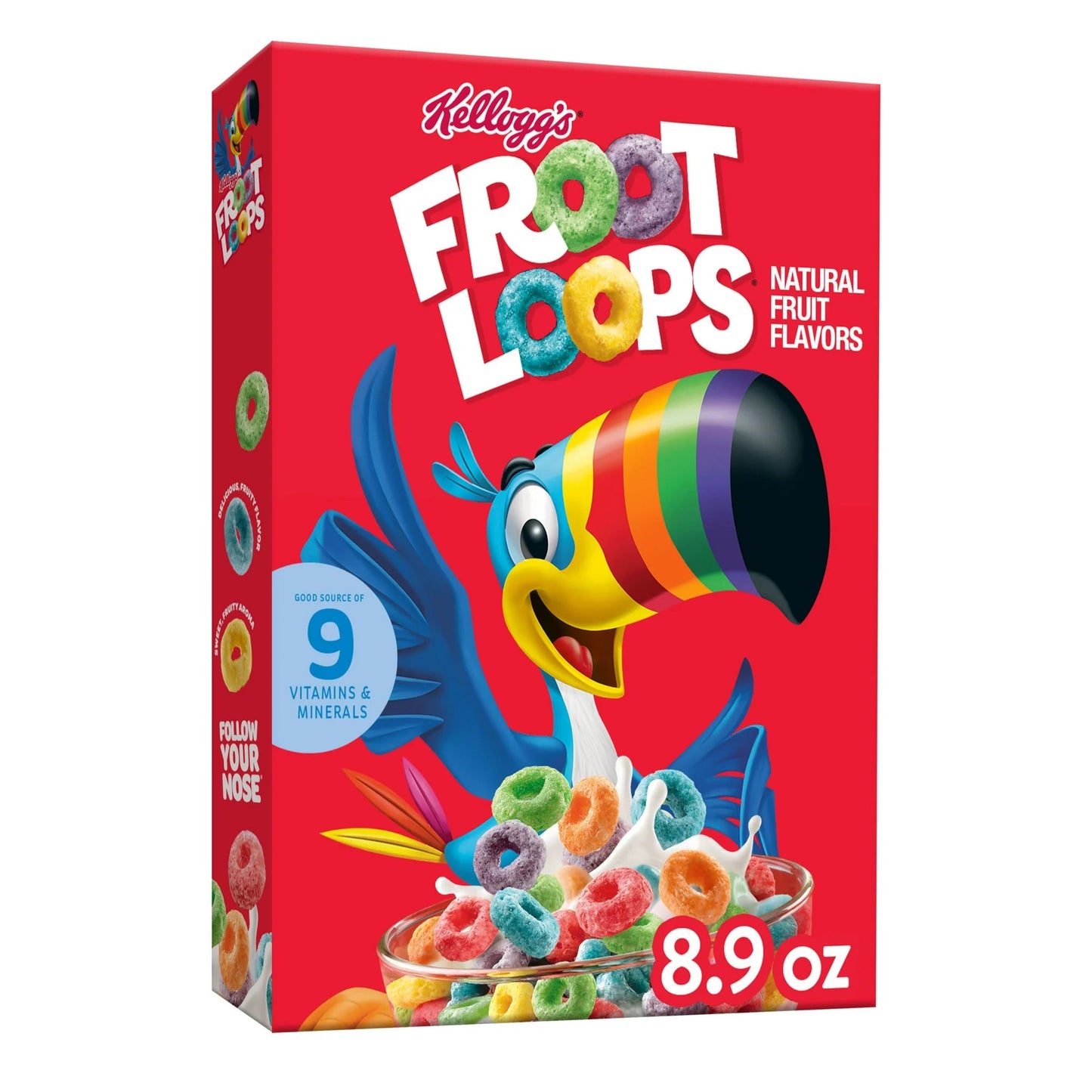 Kellogg’s Froot Loops Breakfast Cereal, Good Source of Fiber, 15g Whole Grain, 8.9 oz