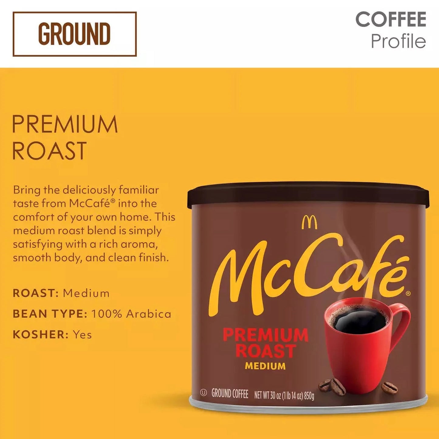 McCafe Premium Roast, Ground Coffee, Medium Roast, 24oz. Canned