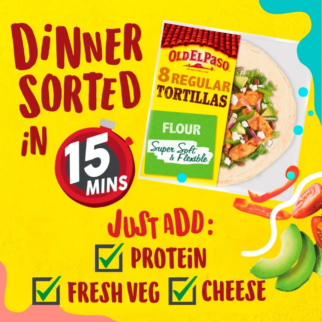 Old El Paso 8 Super Soft Flour Tortillas Wraps 326g