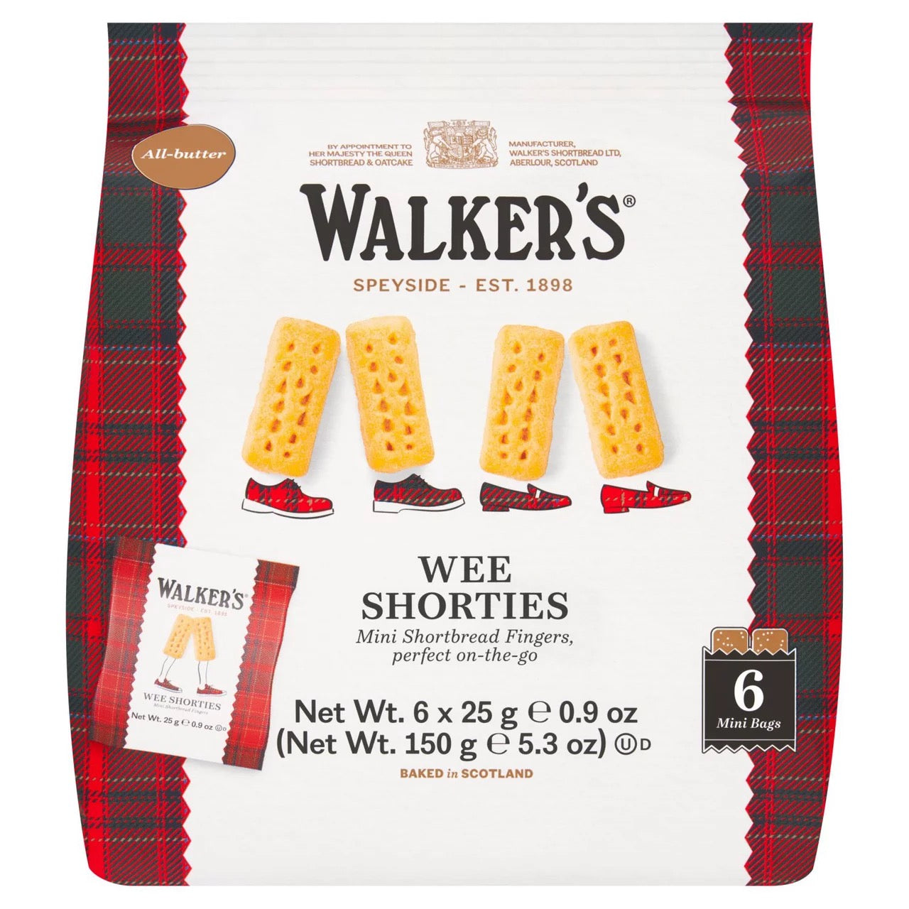 Walker's Shortbread Wee Shorties Mini Shortbread Fingers Multipack 6x25g