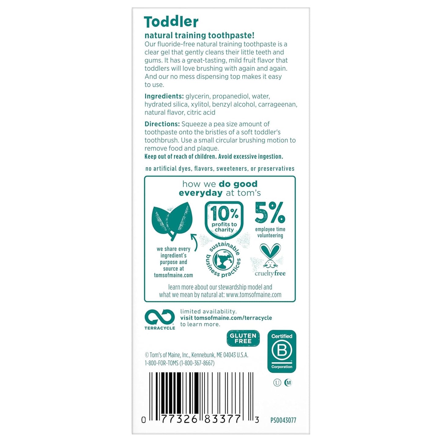 Tom’s of Maine Fluoride-Free Toddler Training Toothpaste – Mild Fruit (1.75 oz)