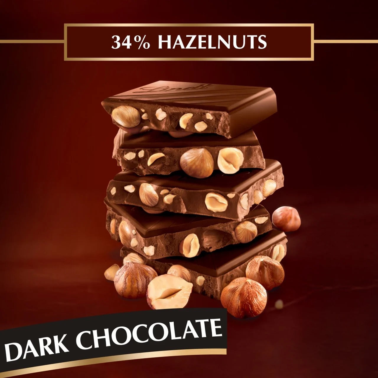 Lindt Les Grandes Dark Chocolate Hazelnut Bar 150g