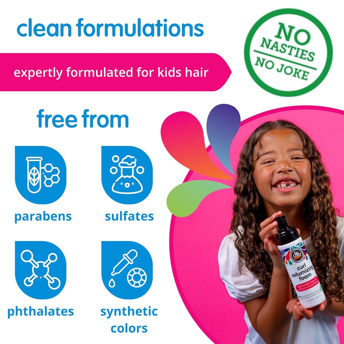 SoCozy Hair Mousse for Kids – Curl Volumizing Foam (6 fl oz)
