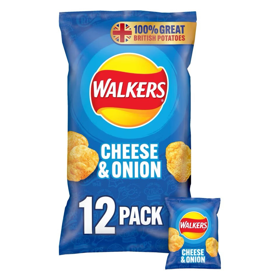 Walkers Cheese & Onion Crisps 6 per pack