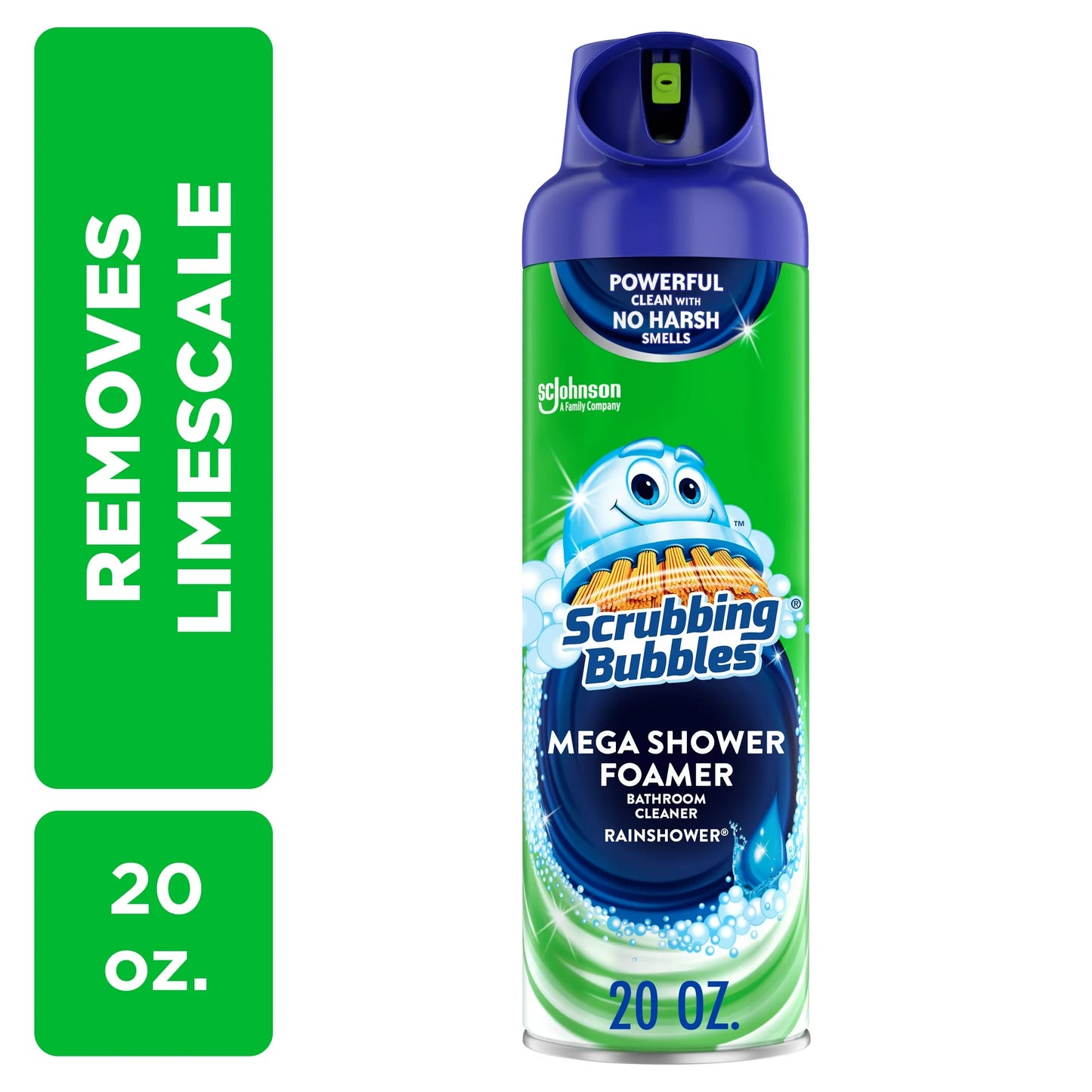 Scrubbing Bubbles Mega Shower Foamer Aerosol, Tough Foaming Bathroom, Tile, Bathtub and Disinfectant Shower Cleaner (1 Aerosol Spray), Rainshower Scent, 20 oz