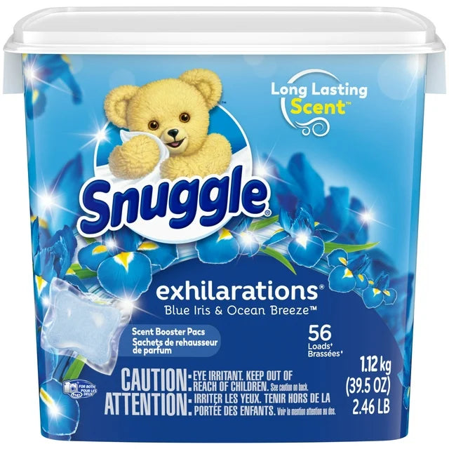 Snuggle Exhilarations In Wash Laundry Scent Booster Pacs, Blue Iris & Ocean Breeze, 56 Count