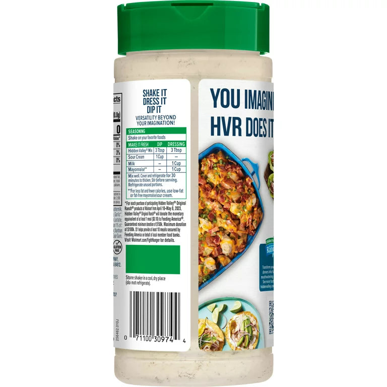 Hidden Valley Original Ranch Seasoning, Dressing and Dip Mix, Shaker Canister, 8 Ounces