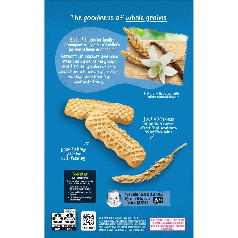 Gerber Lil' Biscuits, Vanilla Wheat, 4.44 oz Box