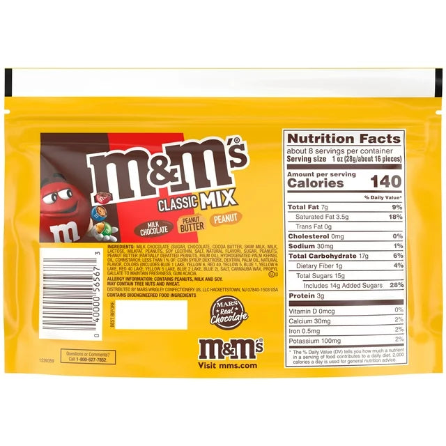 M&M's Classic Mix Chocolate Candy, Sharing Size - 8.3 oz Bag