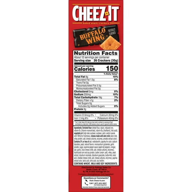 Cheez-It Buffalo Wing Cheese Crackers, 12.4 oz