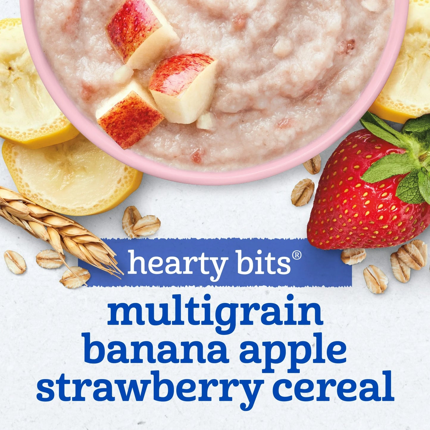 Gerber Cereal for Toddler Grain & Grow, Hearty Bits Multigrain Baby Cereal, Banana Apple Strawberry, 8 oz Canister