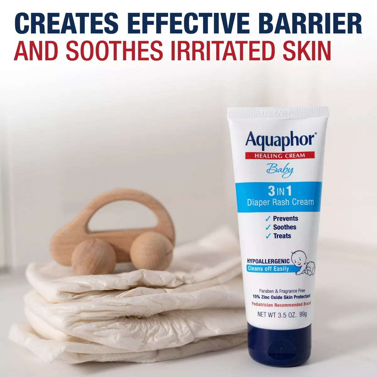 Aquaphor Baby 3-in-1 Diaper Rash Relief Cream - 3.5oz