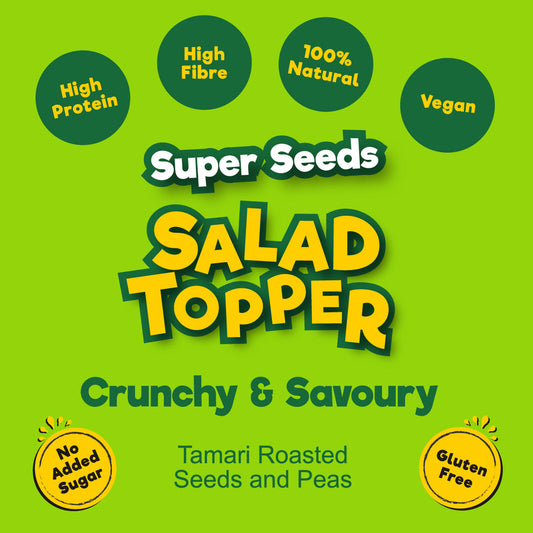 Salad Topper Super Seeds
Crunchy & Savoury Tamari Roasted Seeds and Peas 150g